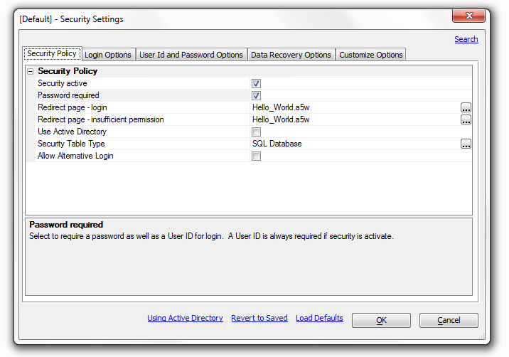 A Security Policy Page